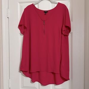 Torrid Bright Pink Zip Detail Blouse